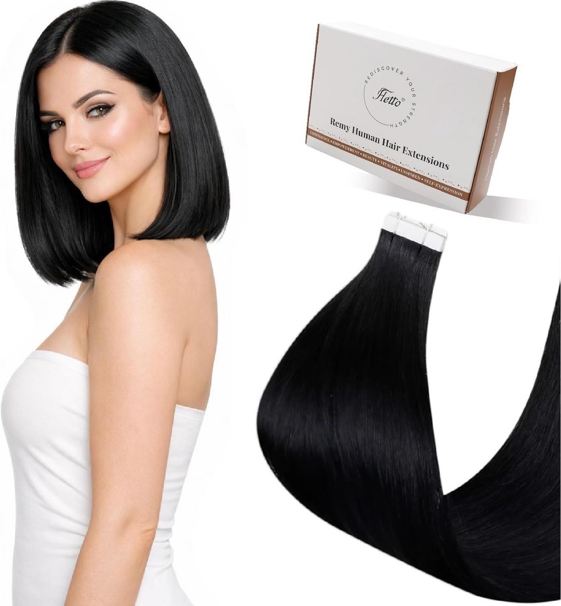 Tape in Hair Extensions Echt Menselijk Haar Zwart 35 cm 20 Stuks 40g