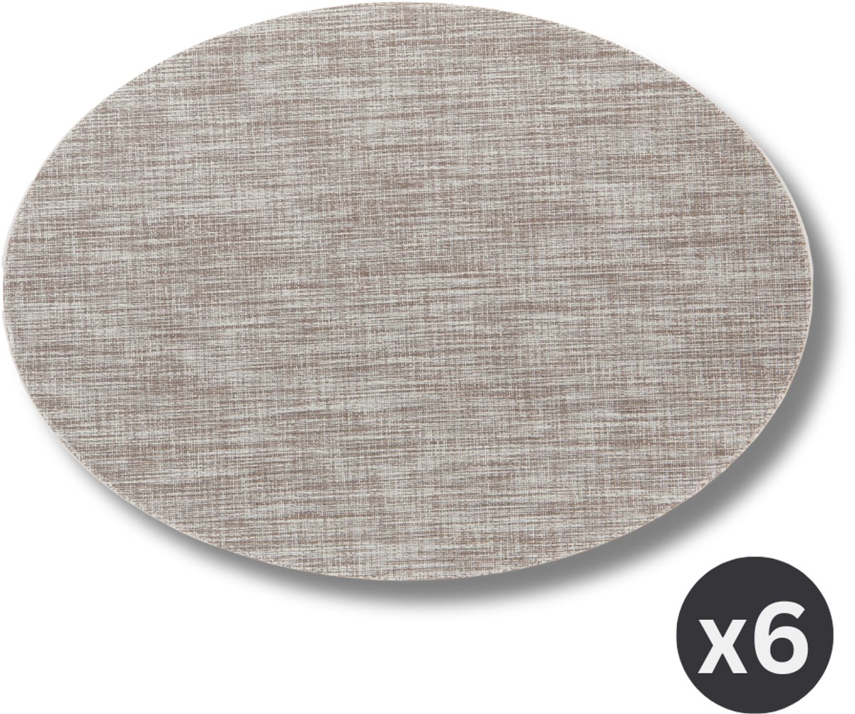 ZICZAC - Placemat PURUS - SET/6 - Microban, antibacterieel - Ovaal, grijs
