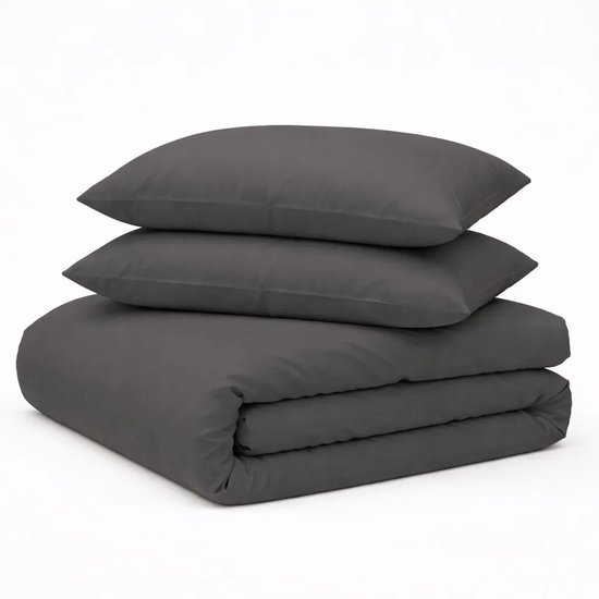 Decoware Dekbedovertrek Uni - Antraciet - Katoen - Inclusief kussenslopen - Lits-jumeaux - 240x220 + 2st. 60x70 cm