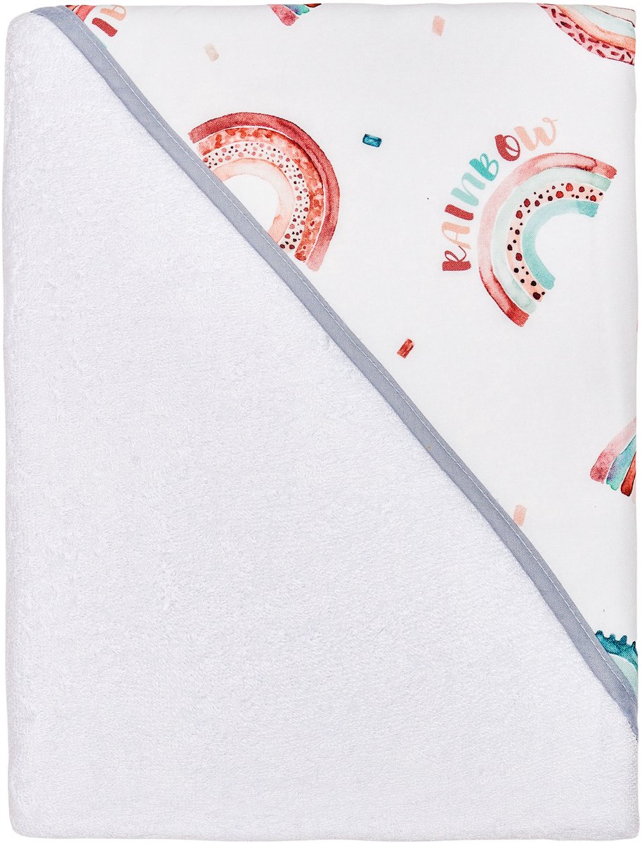 Sevira Kids - Bamboe badcape - rainbow - Wit