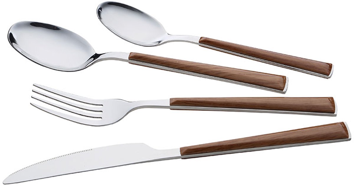 Maestro Luxe Bestekset - 24-delig - 6 Personen - Hoogwaardig Roestvrij Staal & Kunststof - Ergonomisch Design - Vaatwasserbestendig - Zilver/Zwart