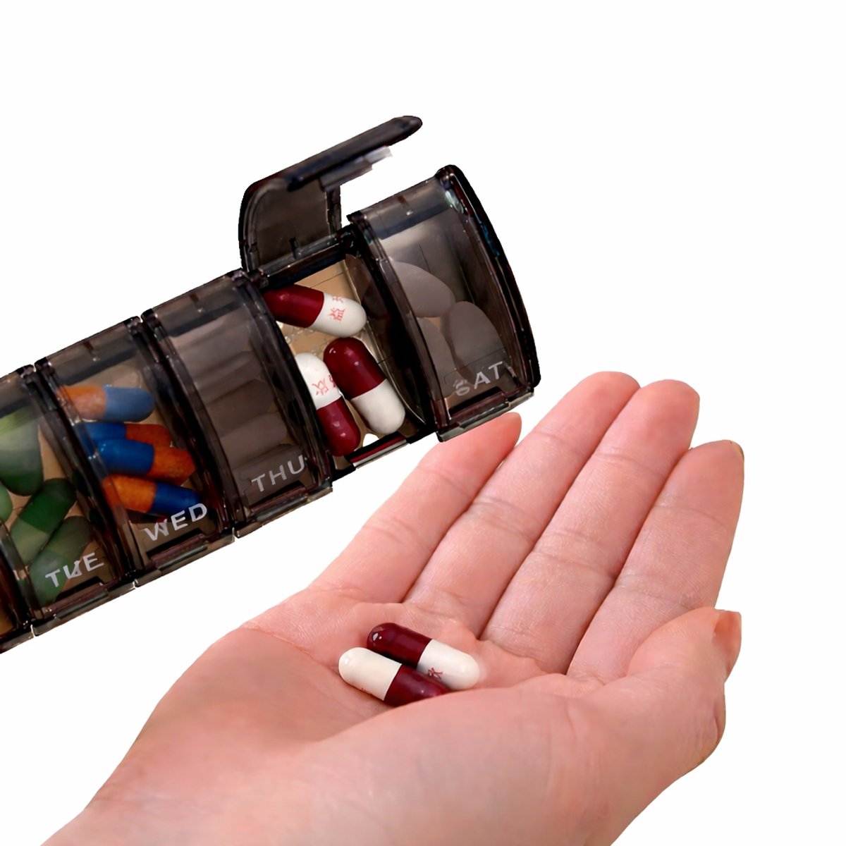 Pillendoosje I Pillendoos I Medicijn Doosje I Medicijnendoosje Transparant I Pil Box I 7 dagen I 1 Week I Zwart