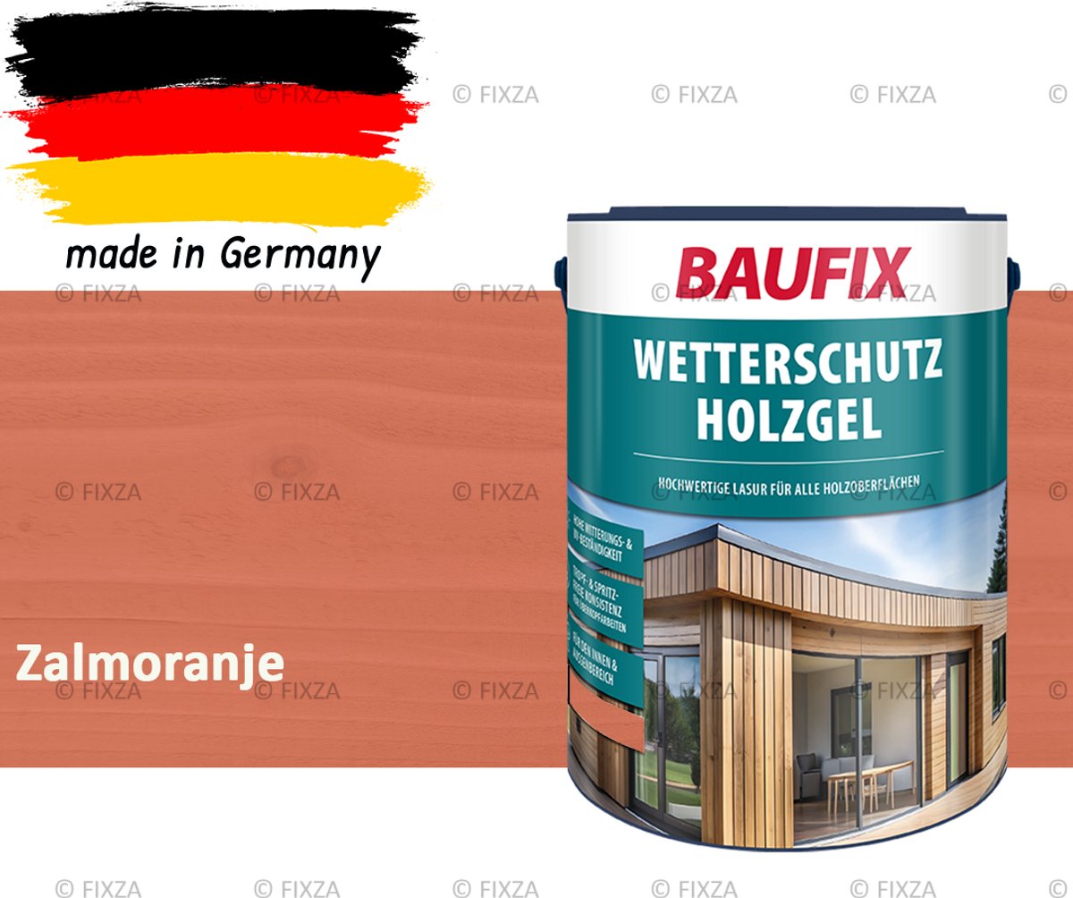 BAUFIX Buitenbeits – Zalmoranje – Zijdeglans – 5 Liter – Voor Schutting, Tuinhuis & Blokhut – UV- & Weerbestendig