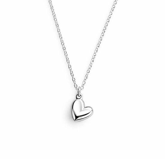 Zilverkleurige hartjesketting met een fijne schakelketting.
