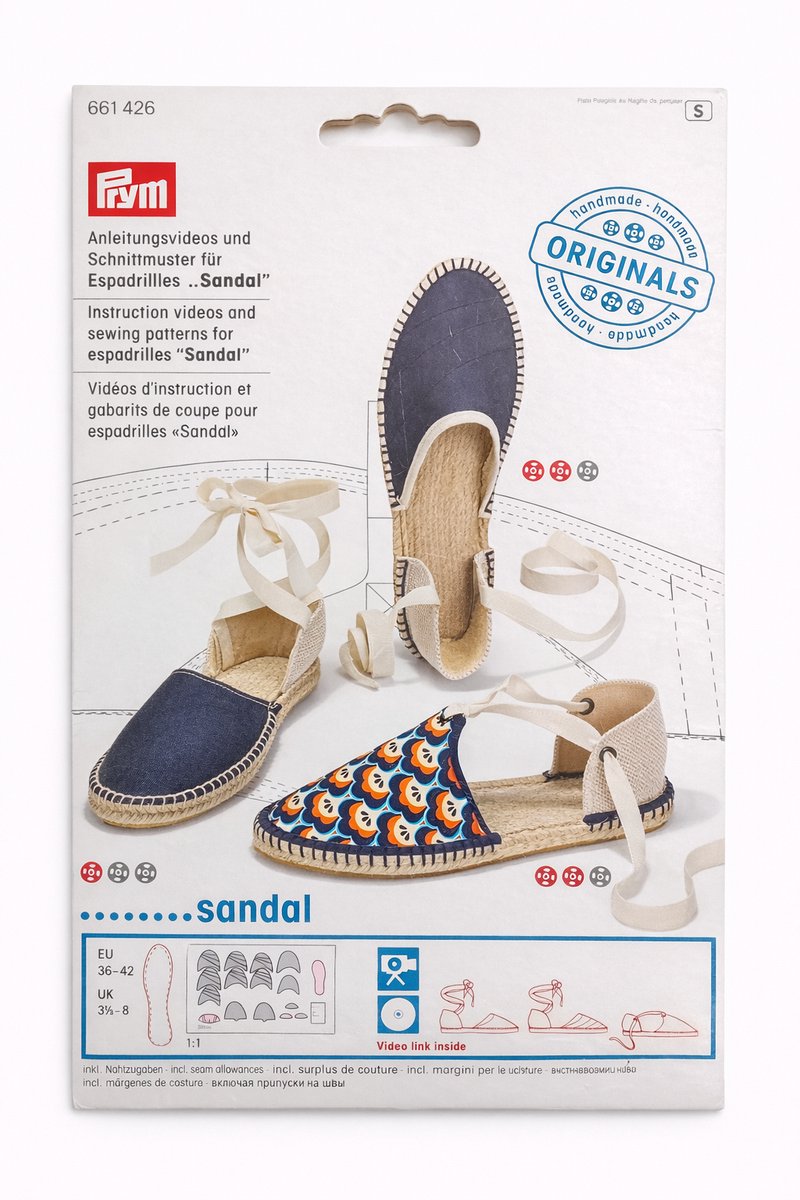 Prym Instructievideo's en knippatronen voor espadrilles "Sandal" voor maat 36-42