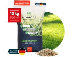 Sowgood Schaduw- en droogtebestendig graszaad - 10 kg voor 500 m² - Vormt een sterk en dicht gazon - Geschikt voor aanleg en doorzaai - Geproduceerd in Duitsland