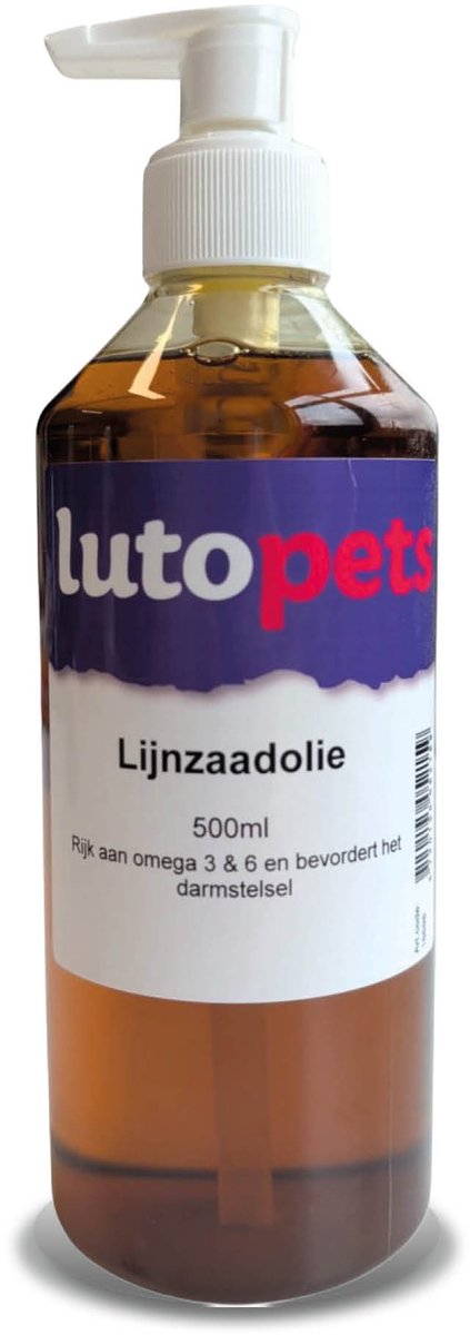 Lijnzaadolie 500 ml - Rijk aan Omega 3, 6 & 9 Vetzuren - Natuurlijke Aanvulling voor Honden - Ondersteunt Huid & Vacht - lutopets