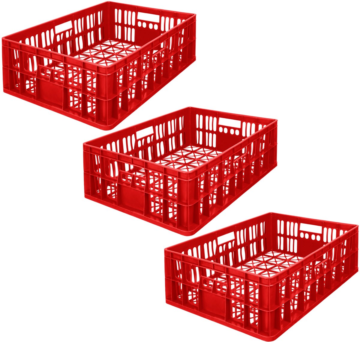 Garronda Geventileerde Eurobox 69x47x20 cm – Opbergkrat – 3 stuks – Rood – GD-CRI-CrateMD1
