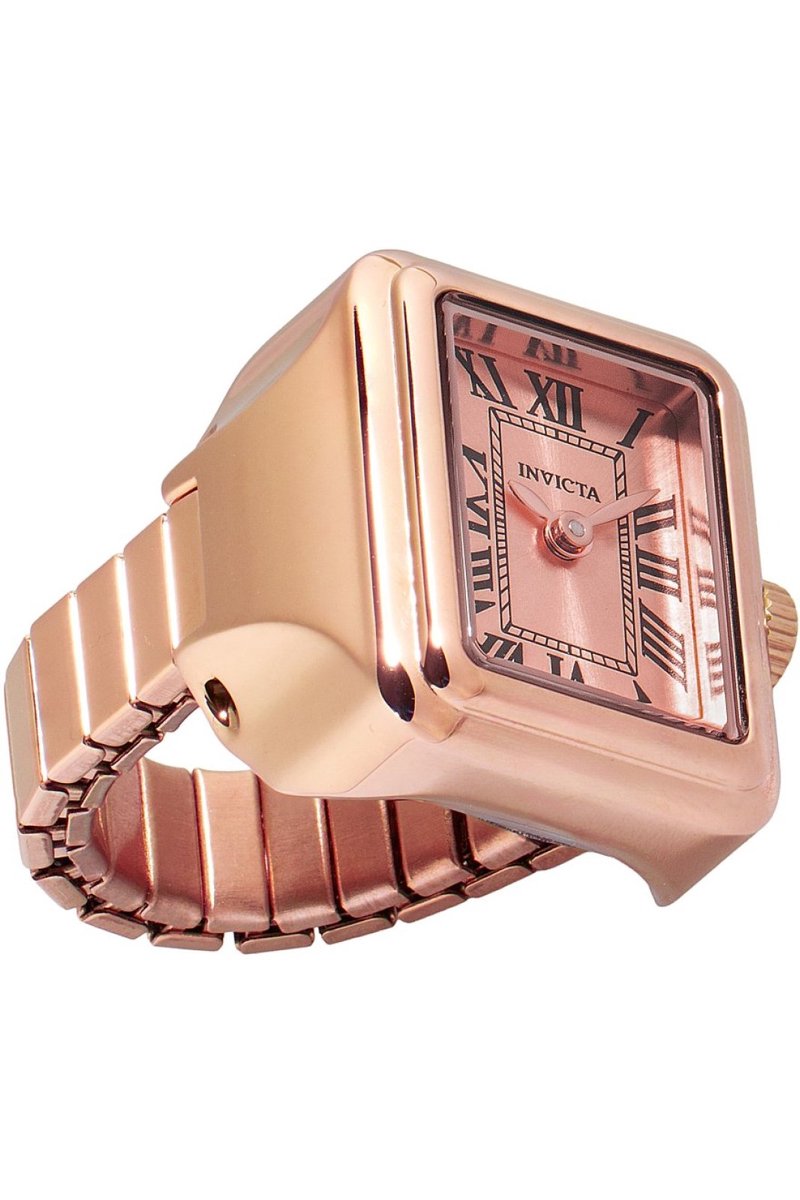Invicta Mini Ring Watch 49896 Dames Horloge - Waterdicht - Analoog - Quartz Uurwerk - Roestvrij Staal met rosegouden Wijzerplaat - 18mm