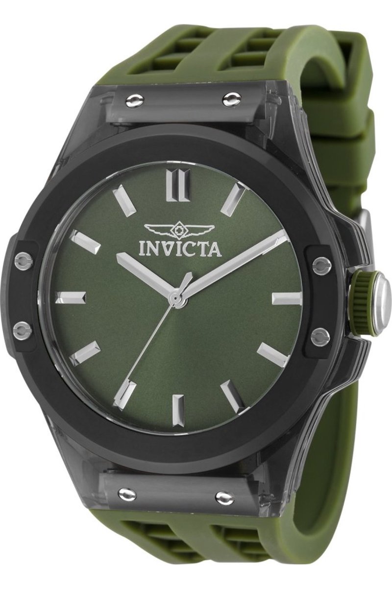 Invicta Sea Base 50011 Heren Horloge - Waterdicht - Analoog - Quartz Uurwerk - Plastic met groene Wijzerplaat - 45mm