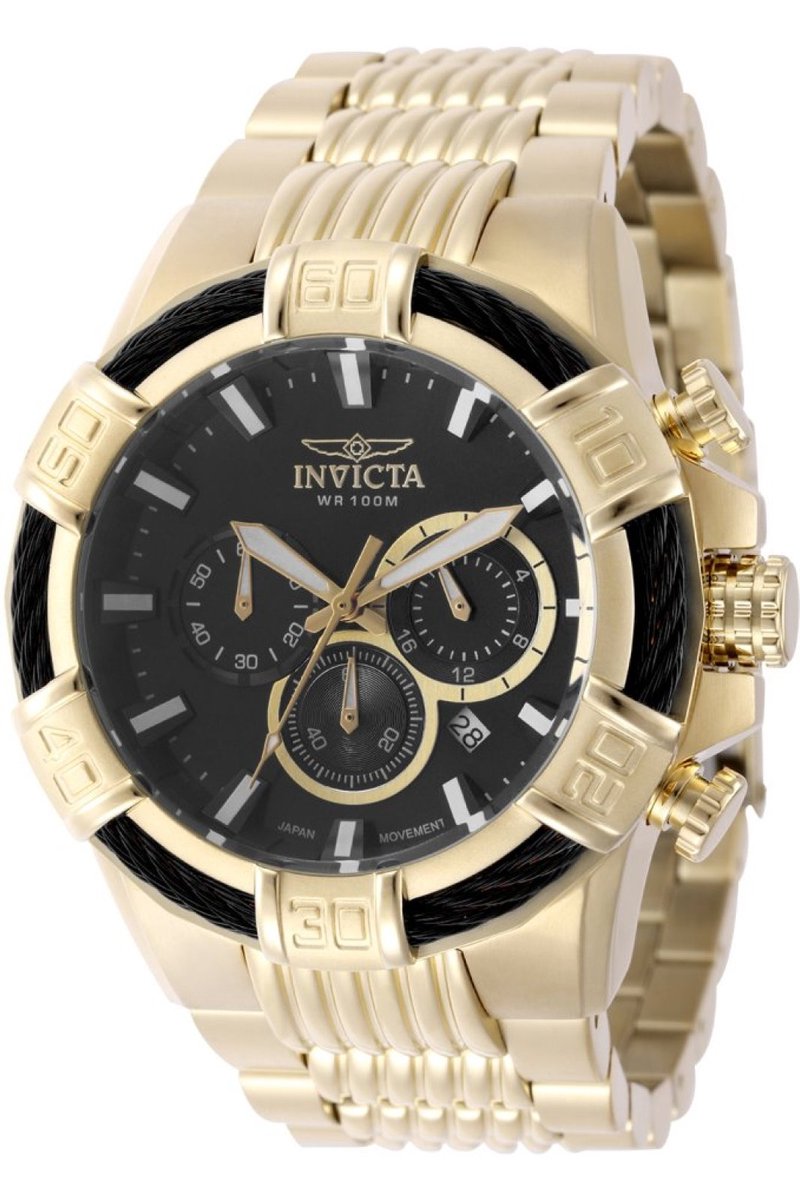 Invicta Bolt 49905 Heren Horloge - Waterdicht - Analoog - Quartz Uurwerk - Roestvrij Staal met zwarte Wijzerplaat - 51mm