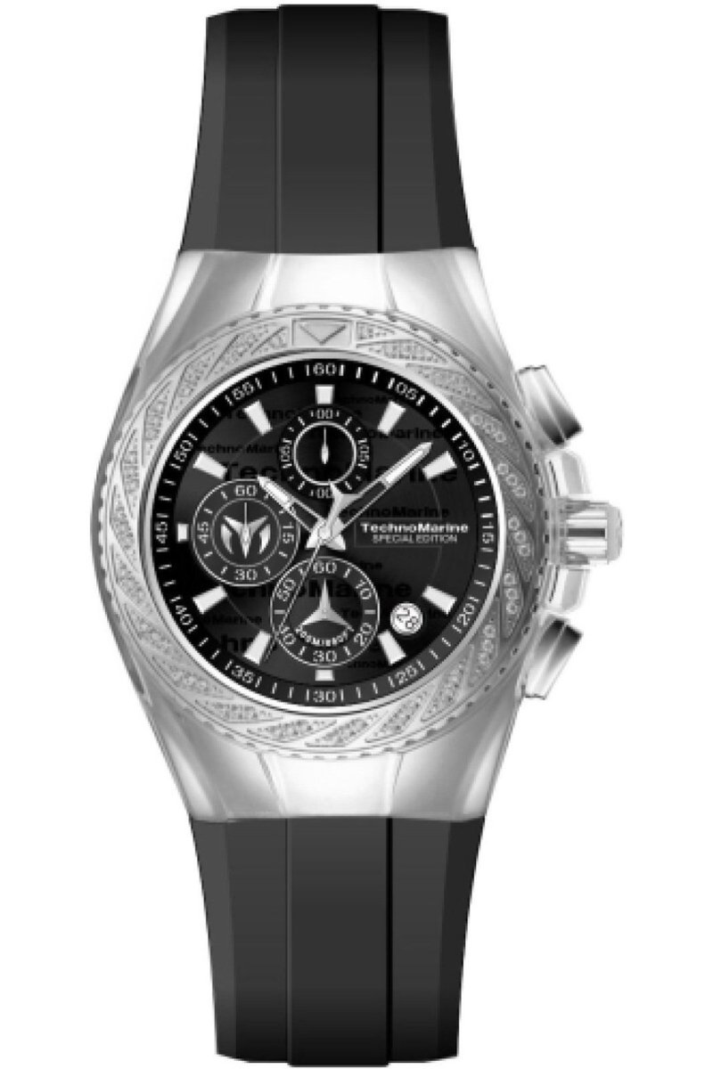 TechnoMarine Cruise TM-125015 Heren Horloge - Waterdicht - Analoog - Quartz Uurwerk - Roestvrij Staal met zwarte Wijzerplaat - 44mm