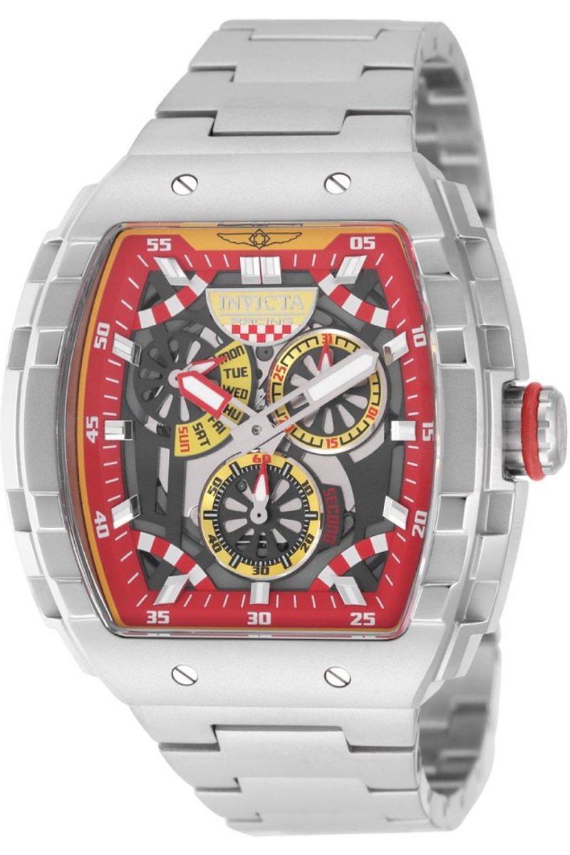Invicta Invicta Racing 49221 Heren Horloge - Waterdicht - Analoog - Quartz Uurwerk - Roestvrij Staal met rode Wijzerplaat - 47mm