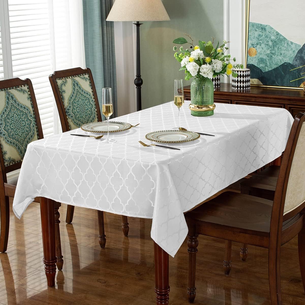 Jacquard Bloemendessin Tafelkleed Rechthoekig Slaapkamerset Duurzaam en Vlekbestendig