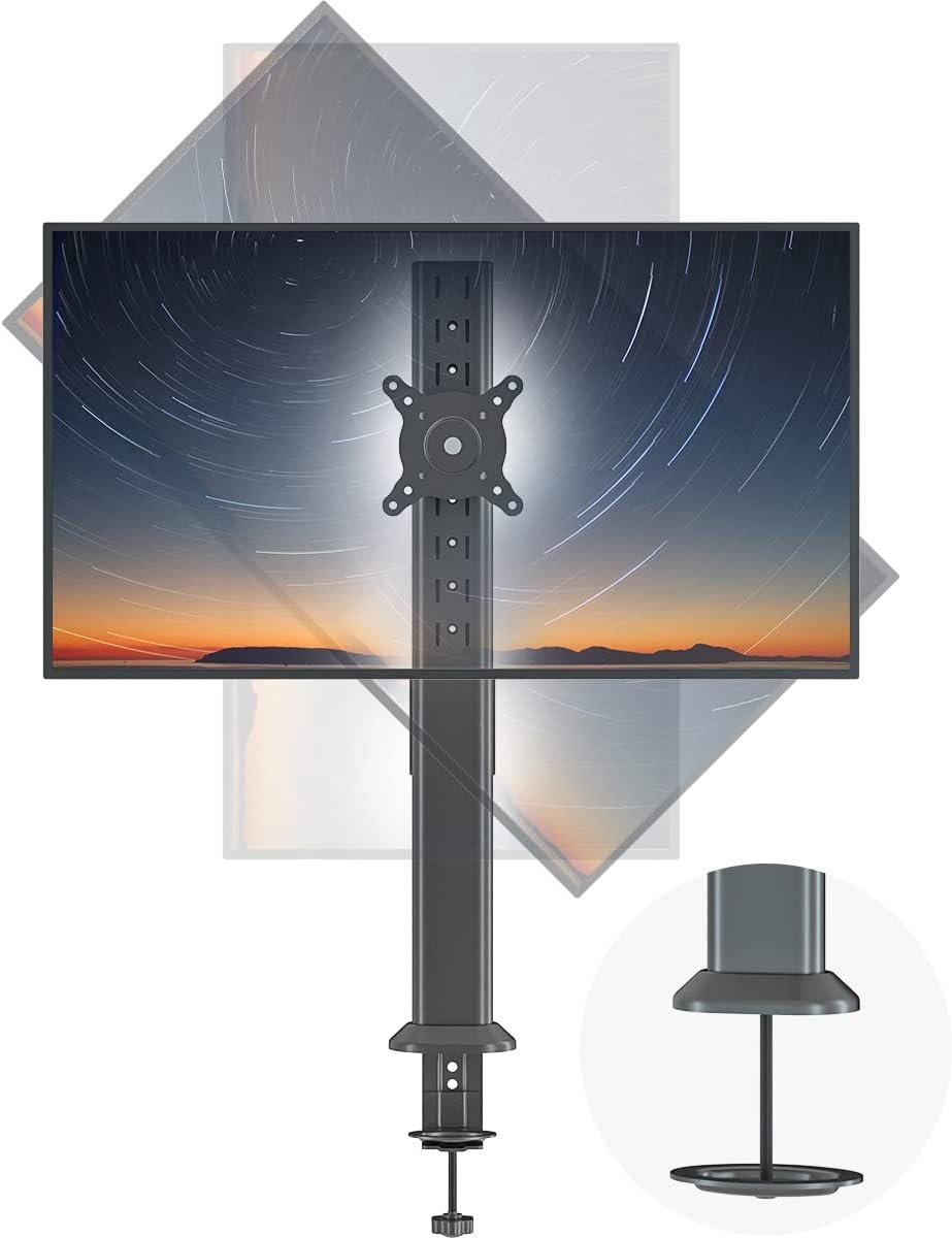 Enkele Monitor Arm voor Bureau, Verstelbaar voor Schermen 27 tot 43 Inch, Zwart