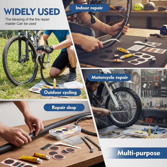 Draagbare Fietsbanden Reparatieset met Metalen Bandenlichters en Zelfklevende Patches — afbeelding 5