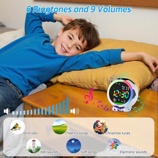 Kinderwekker - Digitale Wekker Slaapkamer - Slaaptrainer Kinderen - Oplaadbaar — afbeelding 3