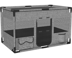 Huisdierenren / Puppyren & Kattenren – Waterafstotend & Ademend – Met Bovenklep, Zij-ingang en Opbergvakken – Grijs – 100 x 60 x 60 cm