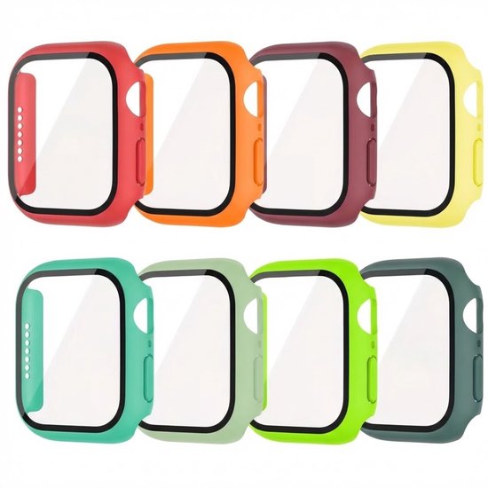 Meerdere kleuren 3 – 42 mm Apple Watch Series 10 / 11 | 8-delige PC beschermhoes met geïntegreerde geharde glazen screenprotector