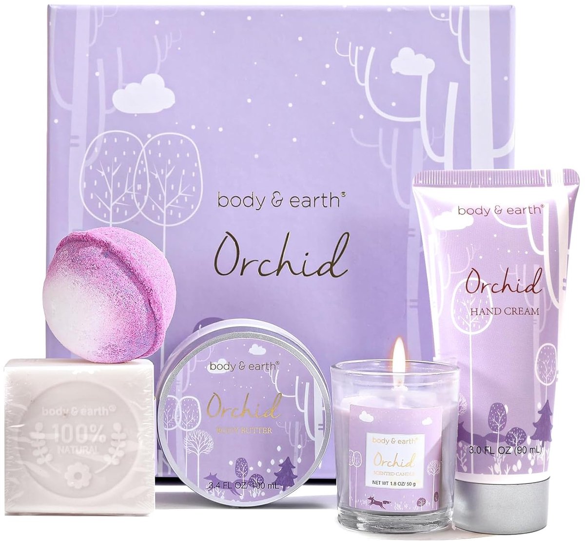 Body & Earth - Orchid Sensation - Verwenpakket Orchidee - Verjaardag Cadeau Vrouw - Wellness bath rituals - Geschenkset vrouwen, moeder, vriendin, oma, geliefde - Cadeautje voor haar