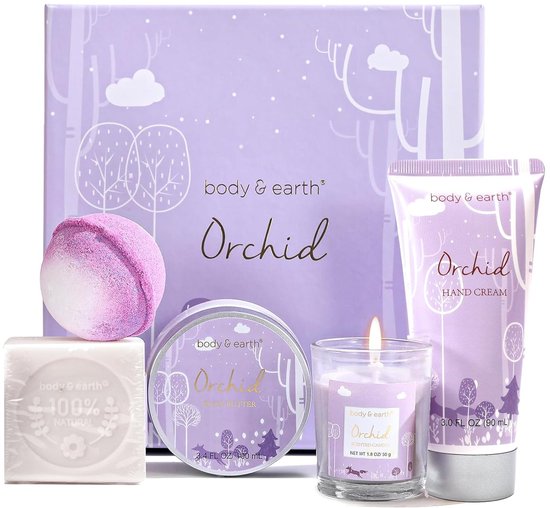 Body & Earth - Orchid Sensation - Verwenpakket Orchidee - Verjaardag Cadeau Vrouw - Wellness bath rituals - Geschenkset vrouwen, moeder, vriendin, oma, geliefde - Cadeautje voor haar