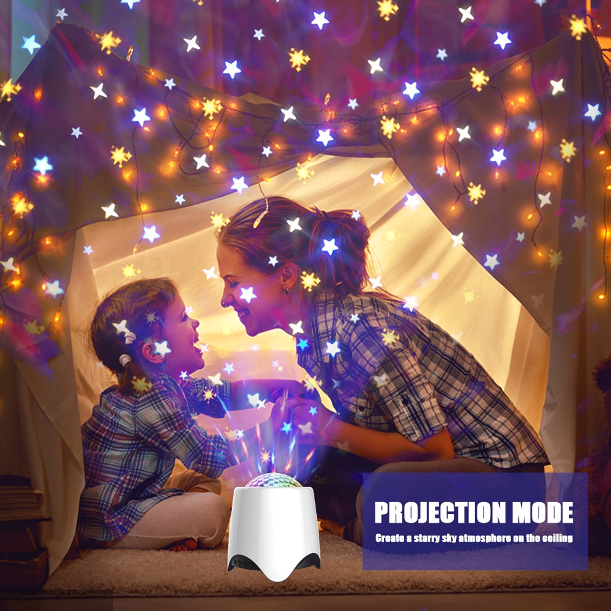 MUPOO Smart Sterrenhemel Projector met 56 Lichteffecten & Bluetooth Speaker - Galaxy Projector Baby & Kind met White Noise & Muziek - Galaxy Nachtlampje met Afstandsbediening & Timer - Sfeerverlichting voor Slaapkamer & Cadeau voor Kinderen & Baby – foto 3