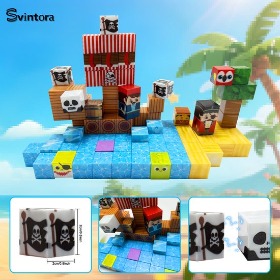 Magnetische Blokken Speelgoed-Svintora® 100 stuks Magnetic Tiles-Montessori Speelgoed- Voor 3+ jaar van Merkloos — afbeelding 4