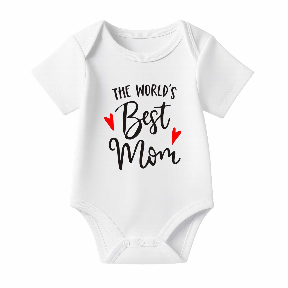 Romper met Tekst Baby – The world’s best Mom – Wit – Korte mouw – Maat 74/80