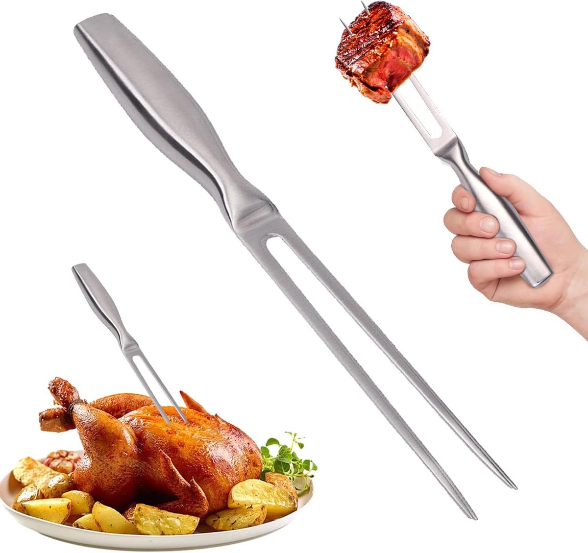 Roestvrij stalen Vleesvork - 27 cm trancheervork voor varkensvlees, kalkoen en BBQ