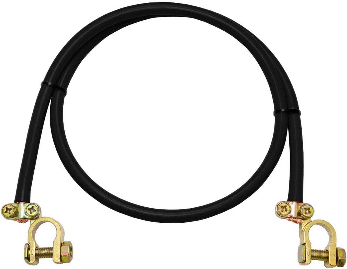 Accukabel 2,5m Grondkabel 16mm² Zwart met Poolklemmen - Gecertificeerde Stroomkabel voor Auto en Voertuigen