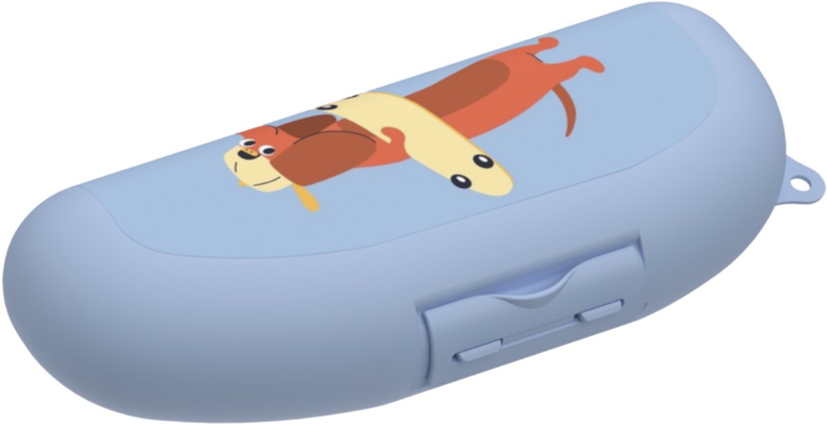 Day To Day Bananendoos Hond - 525ml - Bananenbox voor Kinderen - Fruitdoos met Clipsluiting - Bananen doos voor Bescherming - BPA-vrije Fruitbox - Blauw
