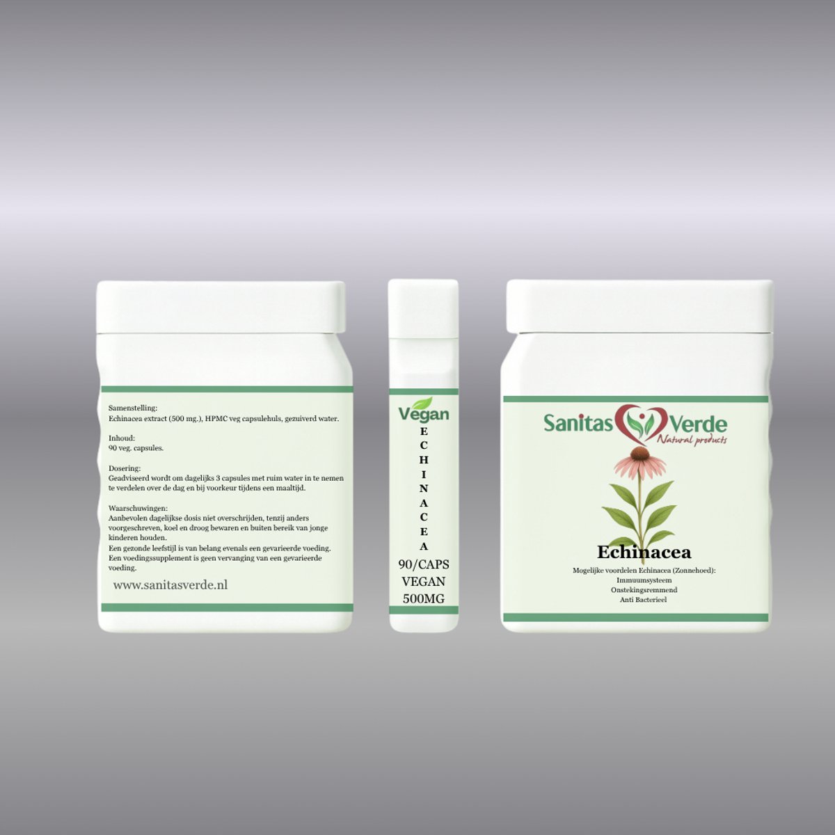 Sanitas Verde Echinacea Extract 1000 mg Weerstand Immuunsysteem 90 Vegan Capsules