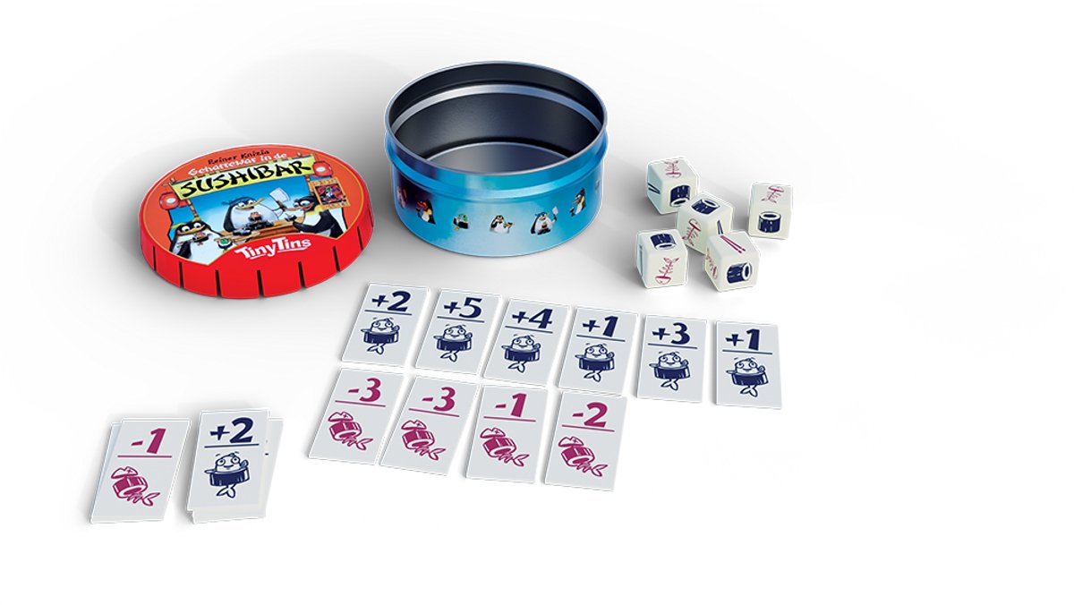 999 Games - Tiny Tins: Geharrewar in de Sushibar - Dobbelspel - Ideaal om overal mee naartoe te nemen - Reisspel - Familiespel - Klein cadeautje — afbeelding 10
