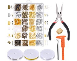 1000 Stuks Sieraden Maken Voorraad Kit - Reparatie Gereedschap met Accessoires, Tangen, Fittingen, Perlen Draden voor Volwassenen en Beginners