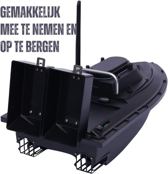Florixa® Voerboot Karper - Voerboot Met 1,5 Kg Laadvermogen - Verlichting Voor Nachtvissen - Zwart - 50cm x 25cm x 17cm van Merkloos — afbeelding 5