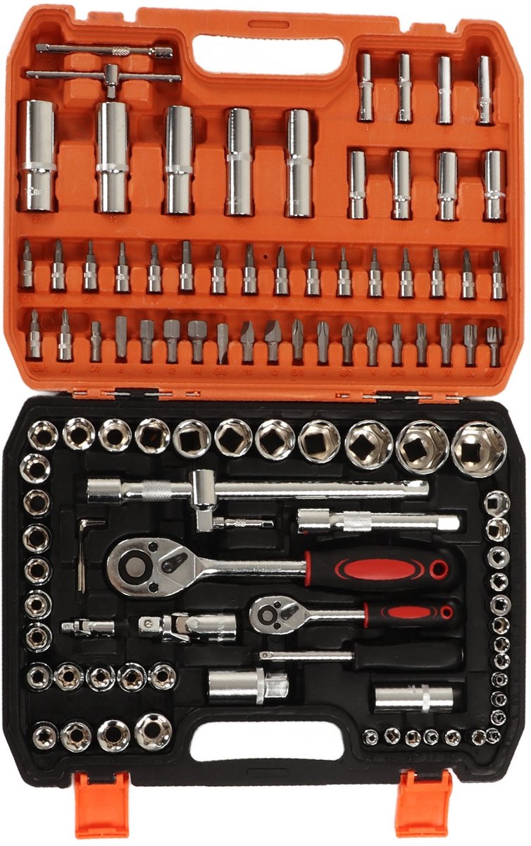 Impact Gereedschapsset – 108‑delig Compleet – Duurzaam Cr‑V Staal – 0,64 cm & 1,27 cm Ratels – Torx & Inbus – Auto, Motor & Huis Reparaties