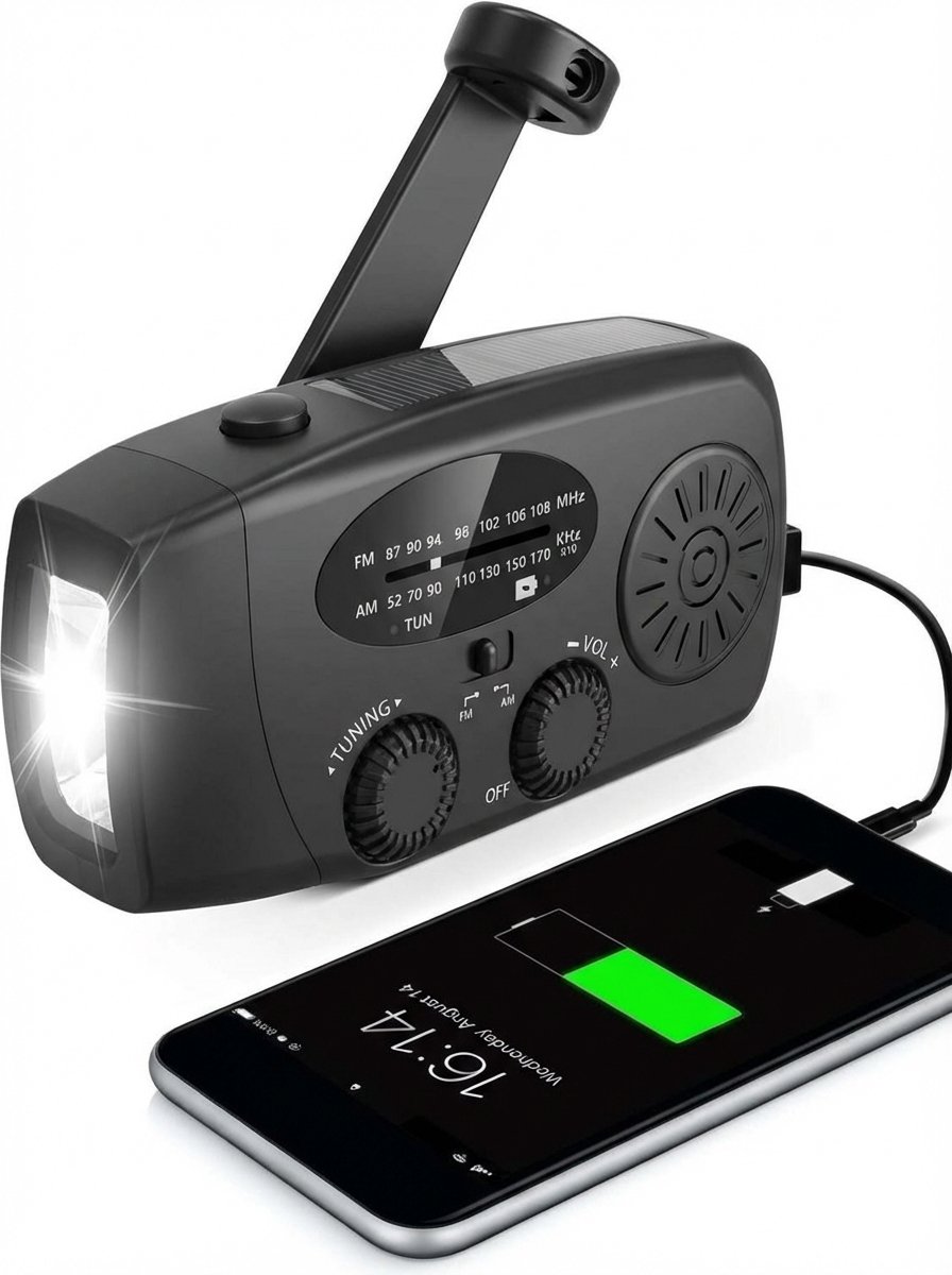 XSY088 Mini – Noodradio – Compact 2.000mAh Powerbank – Solar & Dynamo – Ideaal voor Auto & Noodpakket