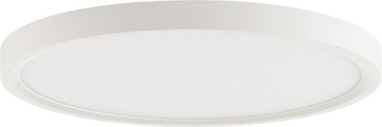 Witte ronde plafondlamp met een subtiel wit frame en een textuur op het diffuse oppervlak, 29,7 cm.