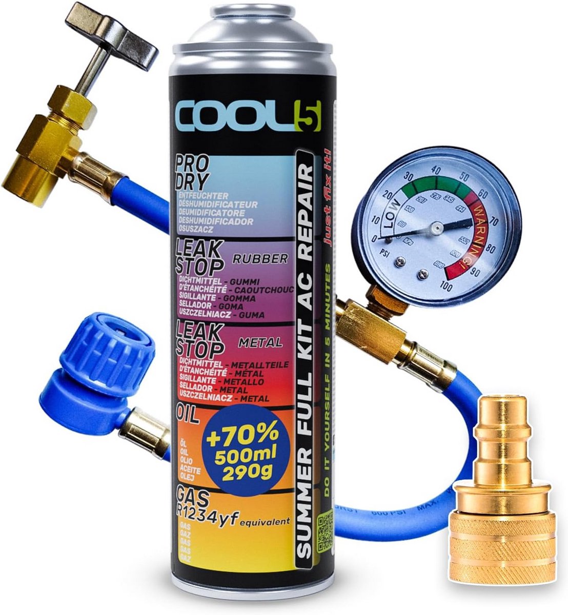 Airco Koudemiddel Vervanging voor R1234yf Auto Airconditioning Set met Manometer