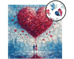 Milliwood - CB424 Houten Puzzel XXL Love in the air | Hart 3D Puzzels bouwpakket | Hobby Speelgoed voor kinderen & volwassenen | Wanddecoratie Woonkamer | 200 stukjes 40x40cm | In luxe geschenkdoos | liefdes cadeau
