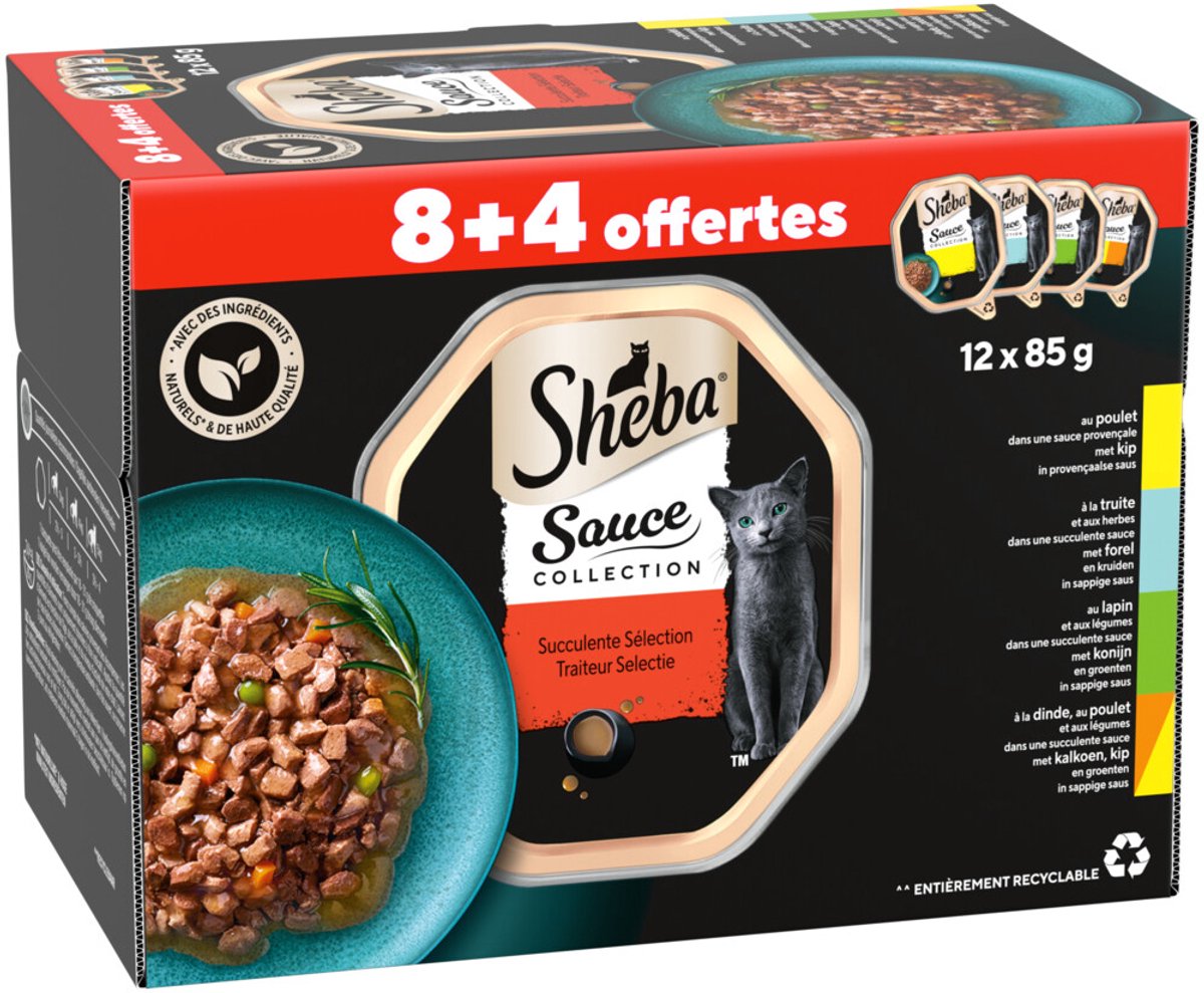 Sheba Sheba Kattenvoer Nat Sauce Collection Traiteur Selectie Multipack - 12x85 gr