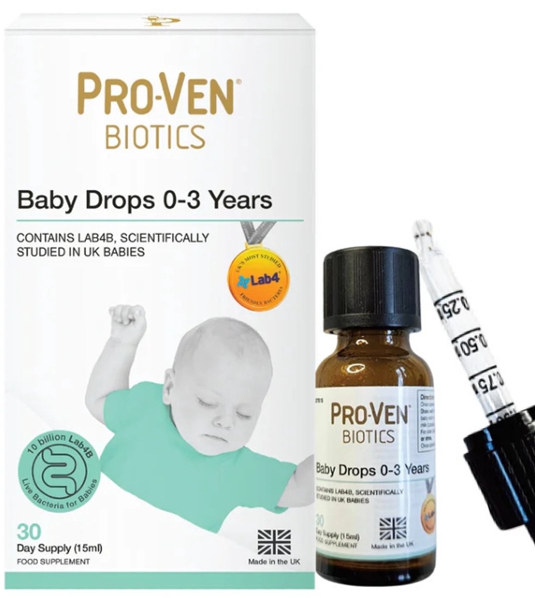 ProVen biotica baby druppels - 10 miljard biotica per 0,5 ml - 15 ml flesje met druppelpipet plus maataanduiding.