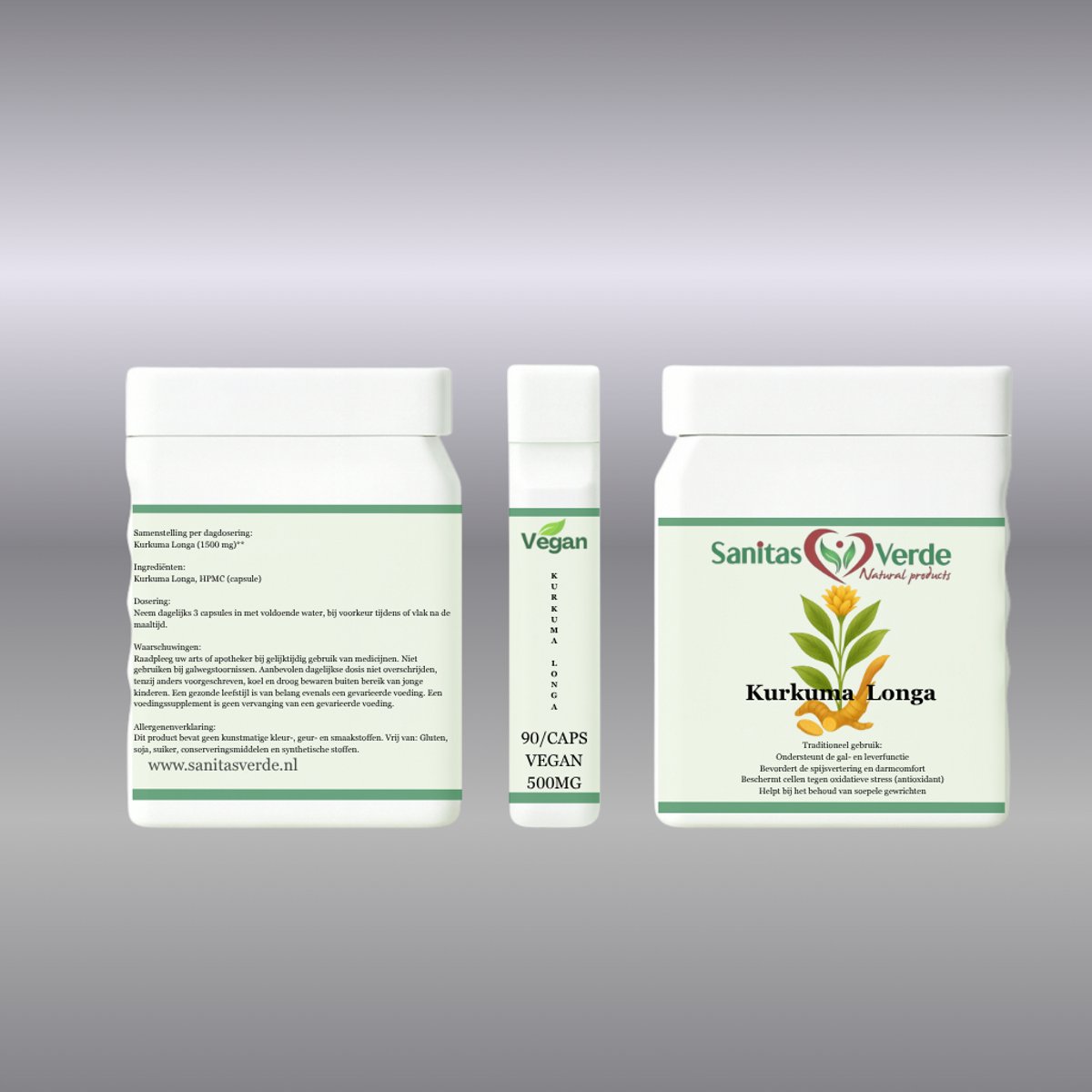 Sanitas Verde Kurkuma Extract 95% Curcumine 500 mg Gewrichten Lever 90 Vegan Capsules