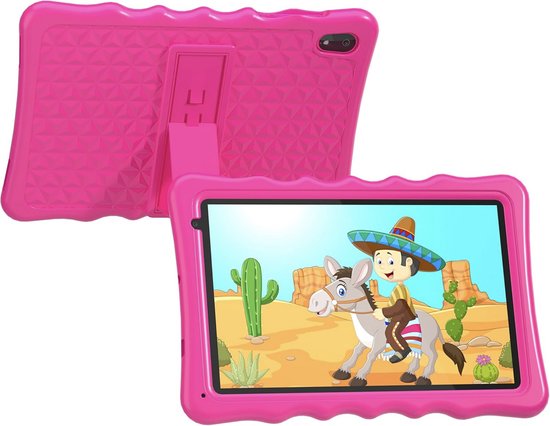 Tibuta 10 inch Kinder tablet – Android 13 – 4GB RAM + 32GB Opslag – HD IPS Scherm – Ouderlijk Toezicht – Kinderhoes – WiFi – Roze