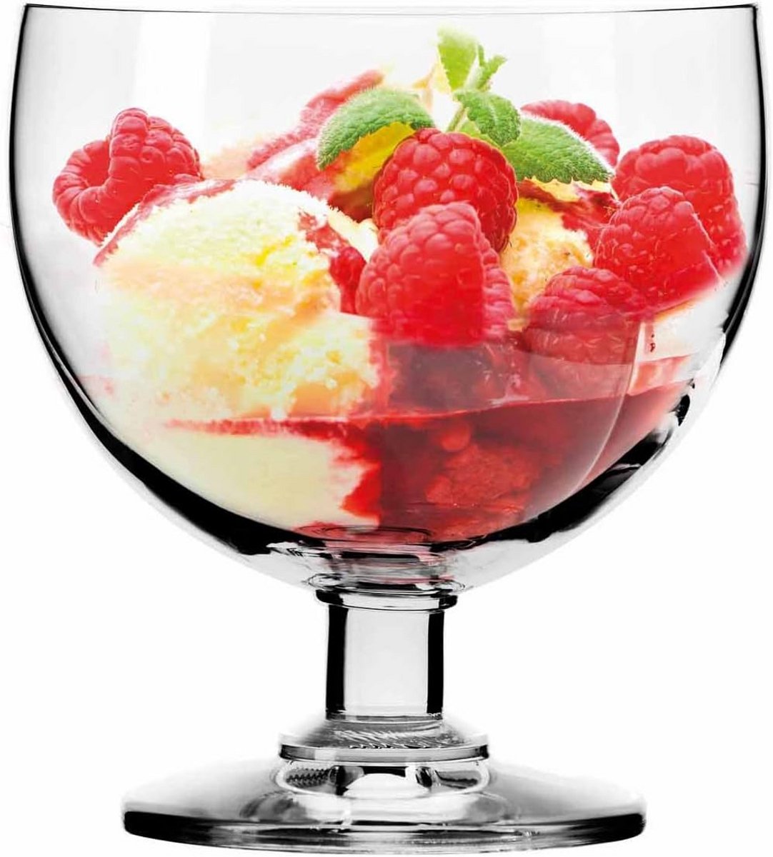 Set van 6 glazen ijscoupes en fruitsalades