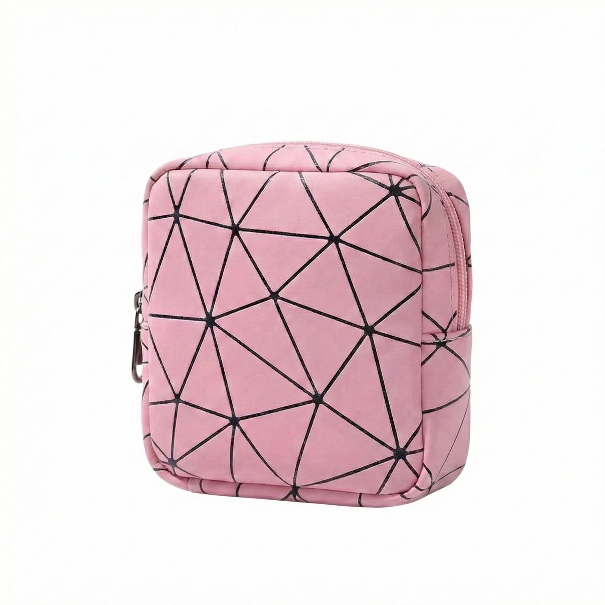 Consumerce® Waterdichte Make-Up / Maandverband Etui "Geometric Pink" - Tasje - Opbergtas - Doosje - Tampon - Luier - Luiertas - Opbergtasje - Maandverbandtasje - Toilettas - Toilettasje - Toilet - Tas