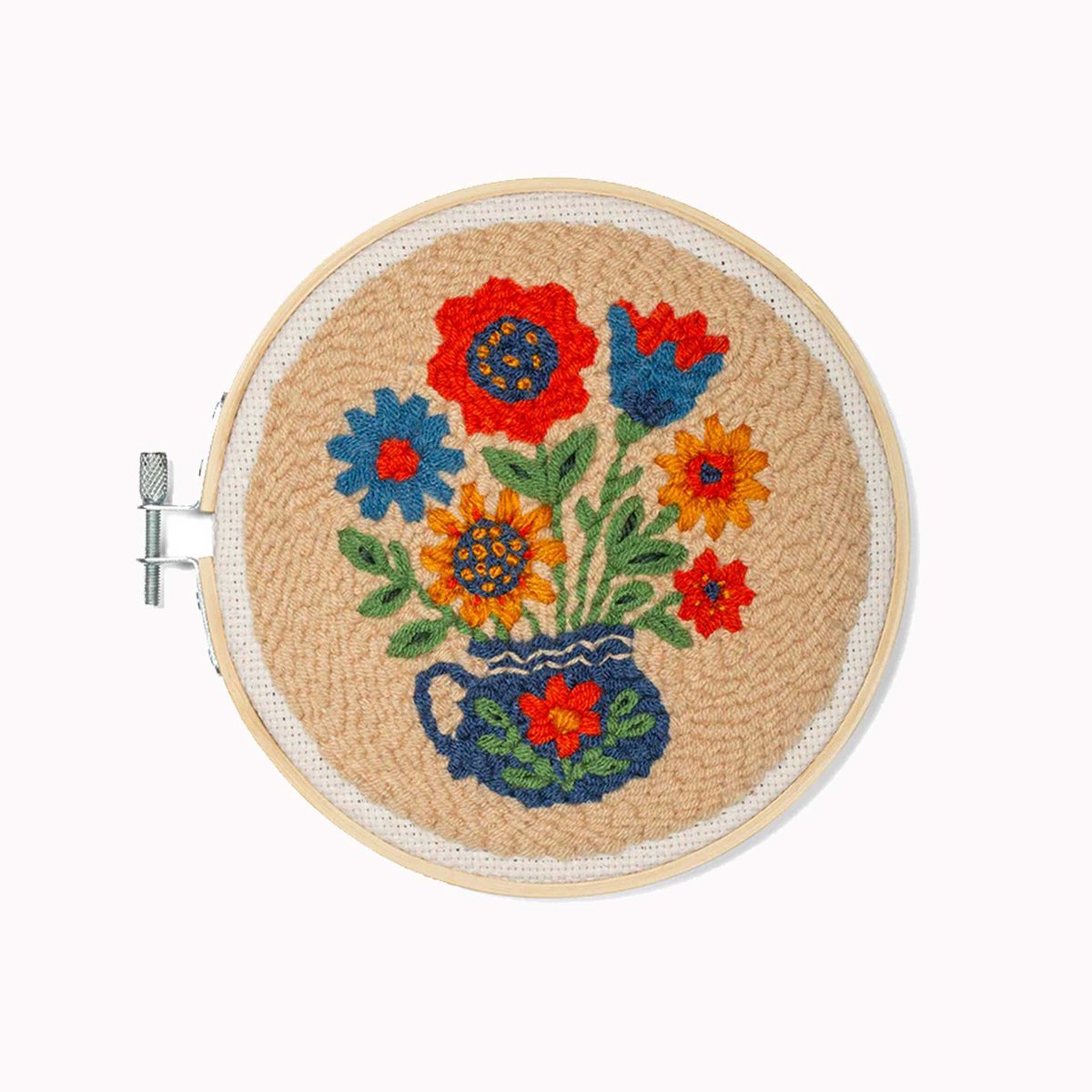 Kikkerland Punch Needle Set - Flower Bouquet - DIY Cadeau - DIY set Punch Needle Kit - Hobbypakket