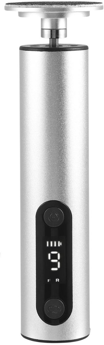 DoneMore® - Elektrische Eeltverwijderaar - Voetvijl en Nagelpolijster 2-in-1 - 9 Snelheden Oplaadbaar - Zilver - 16x3x3 cm - 1 kg