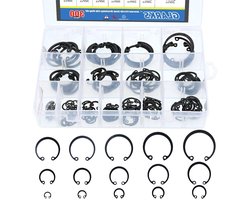 300 stuks interne borgringen assortiment kit - 15 maten - zwart gelegeerd staal - handig voor diverse klussen
