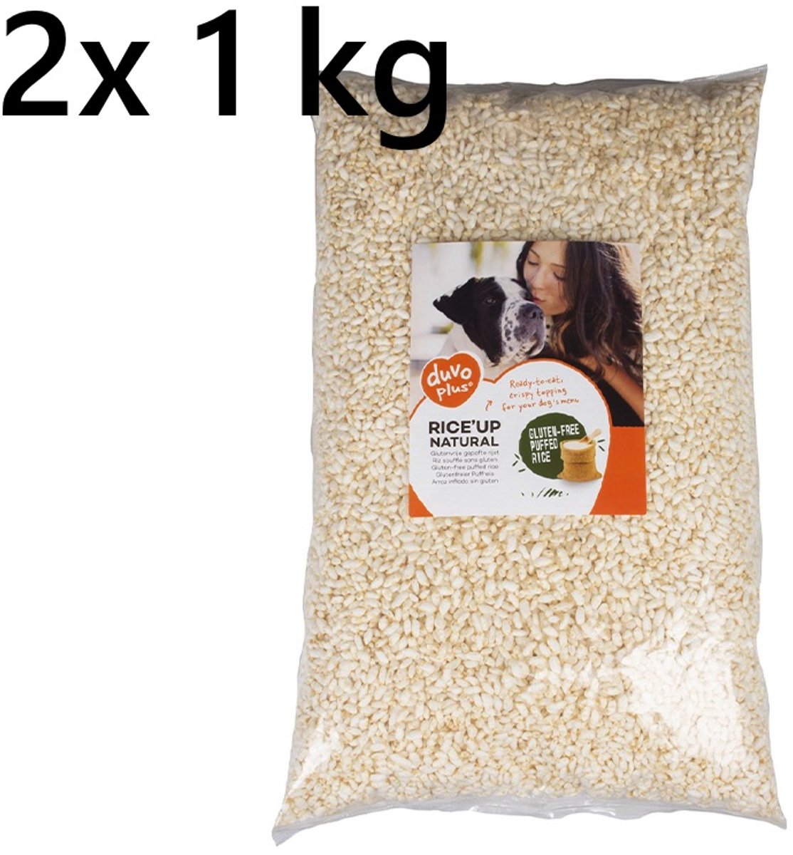Duvo rice -gepofte rijst voor honden 1 kg Natural ** 2 X ** = 2 kg - gezond en lekker